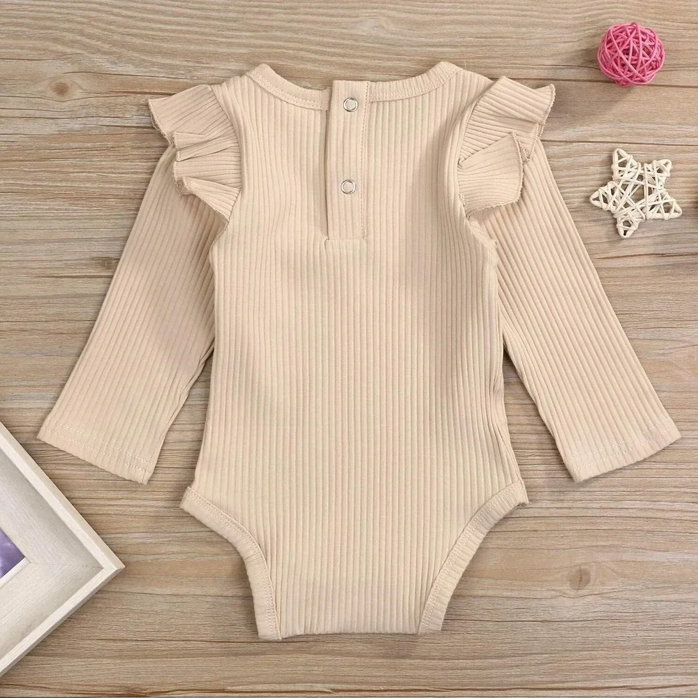 Infant Girl Bodysuit - Cream Size 18-24 Months Ruffle Romper One-Piece